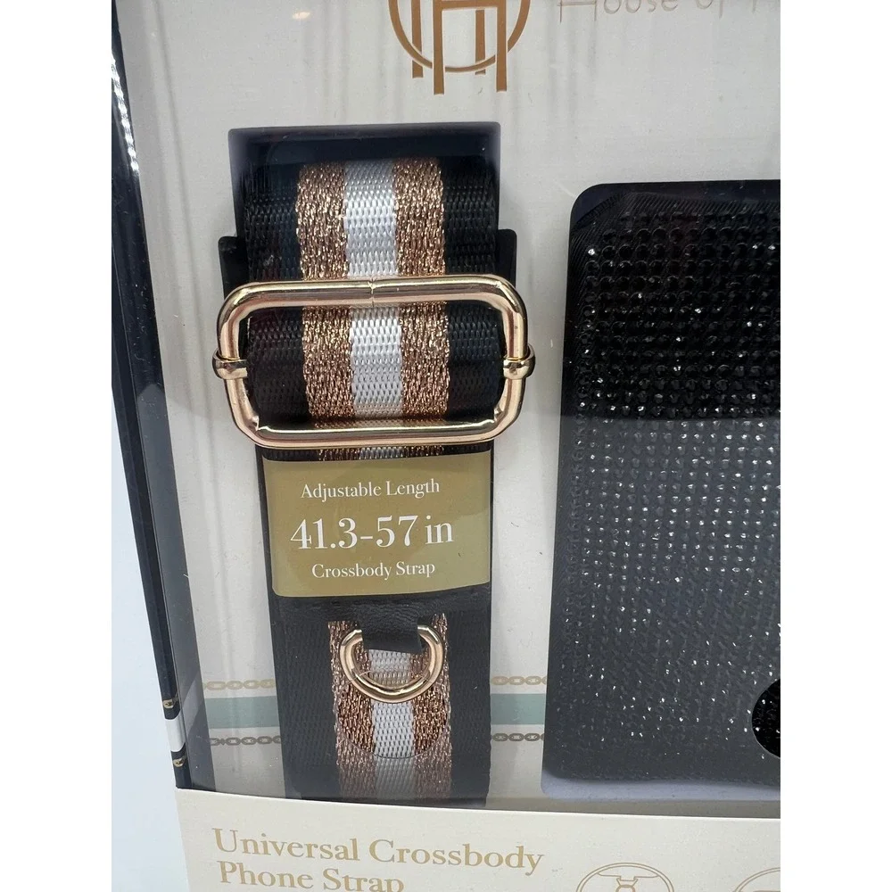 House of Harlow 1960 Universal Crossbody Phone Strap w/ Wallet Black Gold NWT - Picture 2 of 6